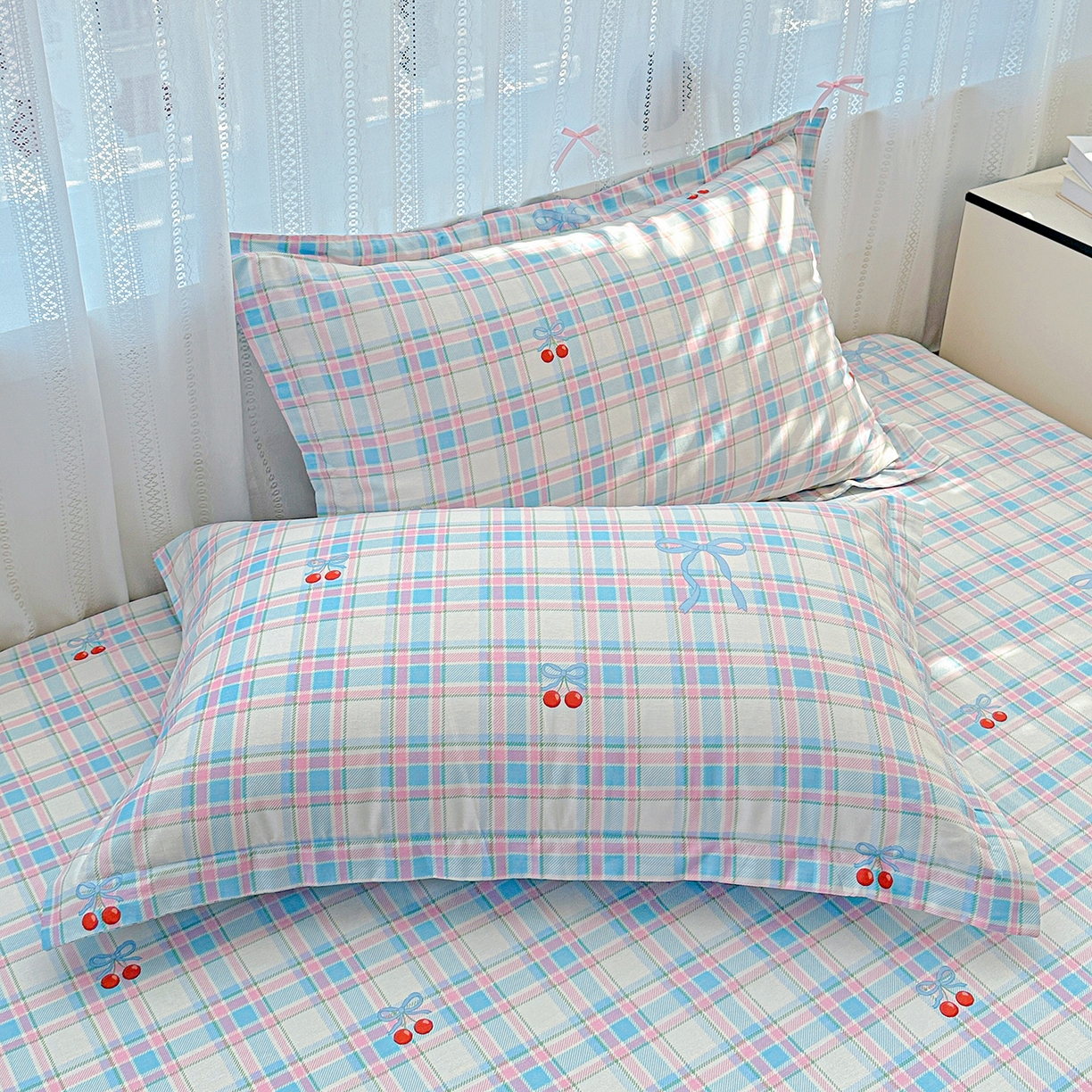 恩泽家纺 2026春夏新款全棉纯棉12868印花四件套及单品系列-单枕套枕套单件 樱桃派