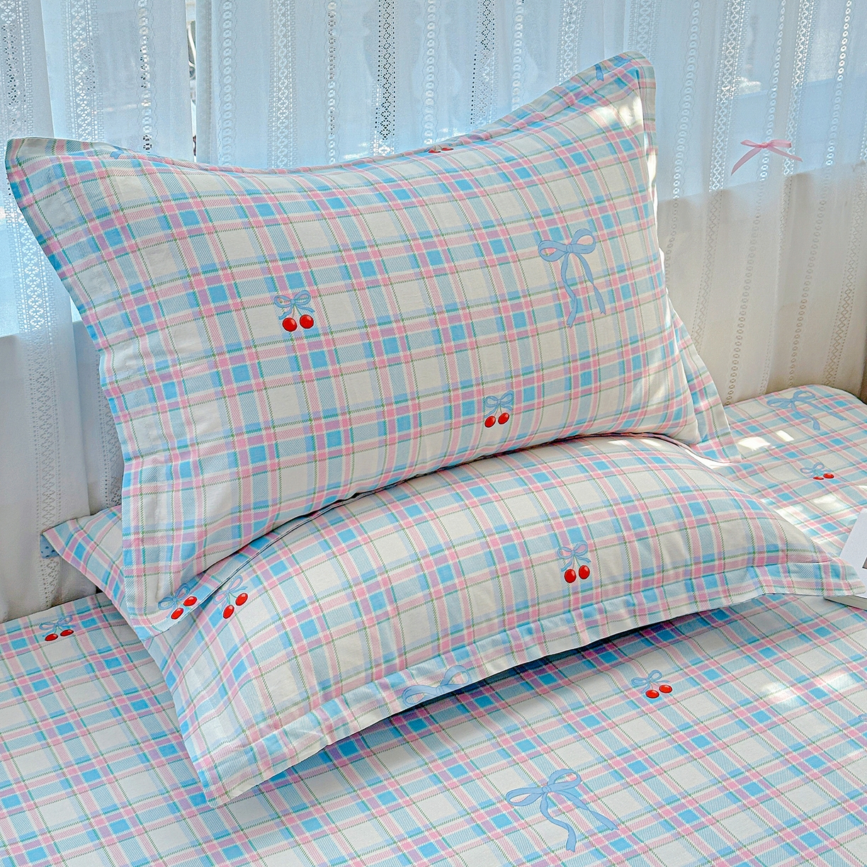 91家纺网 家纺一手货源 找家纺 恩泽家纺 2026春夏新款全棉纯棉12868印花四件套及单品系列-单枕套枕套单件 樱桃派