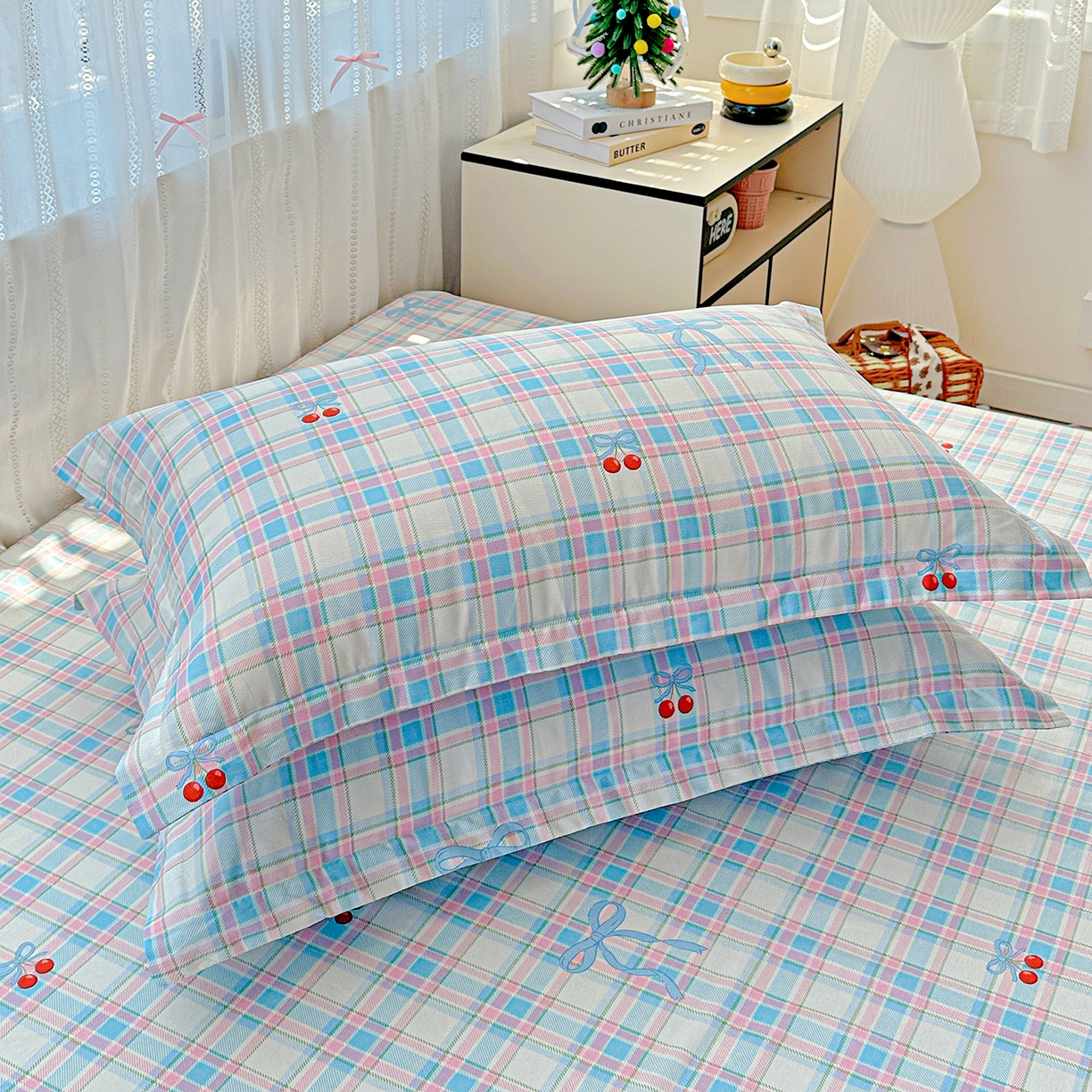 91家纺网 家纺一手货源 找家纺 恩泽家纺 2026春夏新款全棉纯棉12868印花四件套及单品系列-单枕套枕套单件 樱桃派