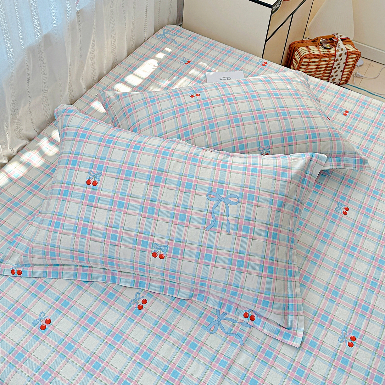 91家纺网 家纺一手货源 找家纺 恩泽家纺 2026春夏新款全棉纯棉12868印花四件套及单品系列-单枕套枕套单件 樱桃派