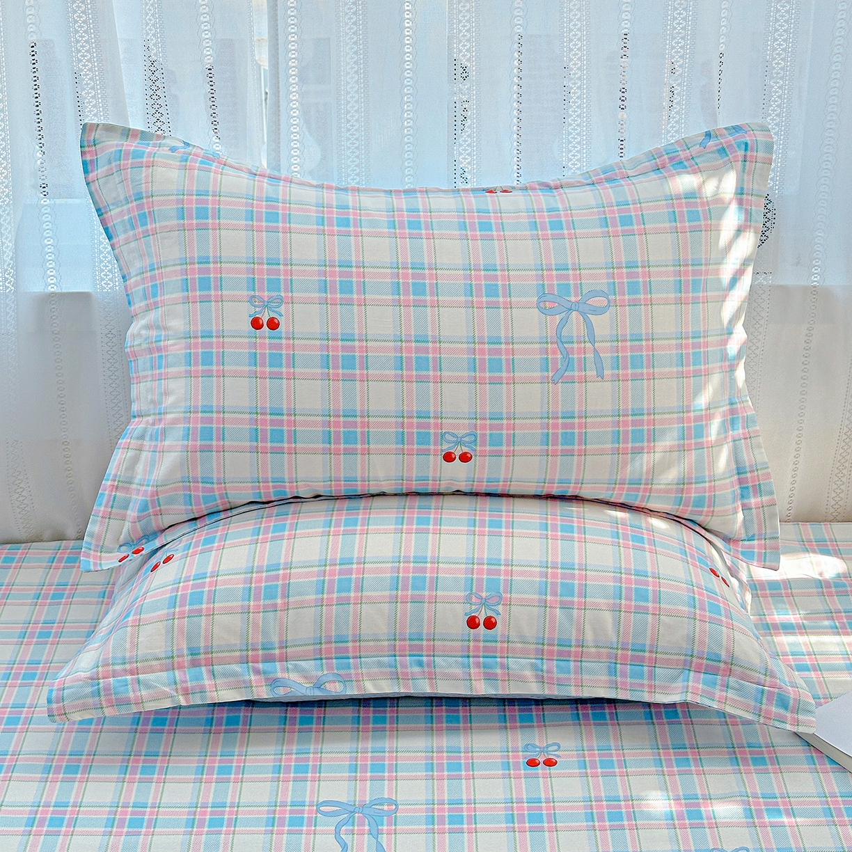 91家纺网 家纺一手货源 找家纺 恩泽家纺 2026春夏新款全棉纯棉12868印花四件套及单品系列-单枕套枕套单件 樱桃派