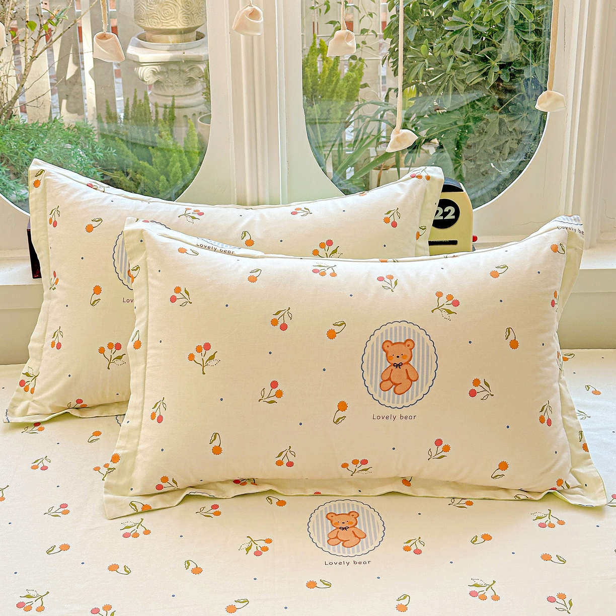 91家纺网 家纺一手货源 找家纺 恩泽家纺 2026春夏新款全棉纯棉12868印花四件套及单品系列-单枕套枕套单件 樱桃小熊