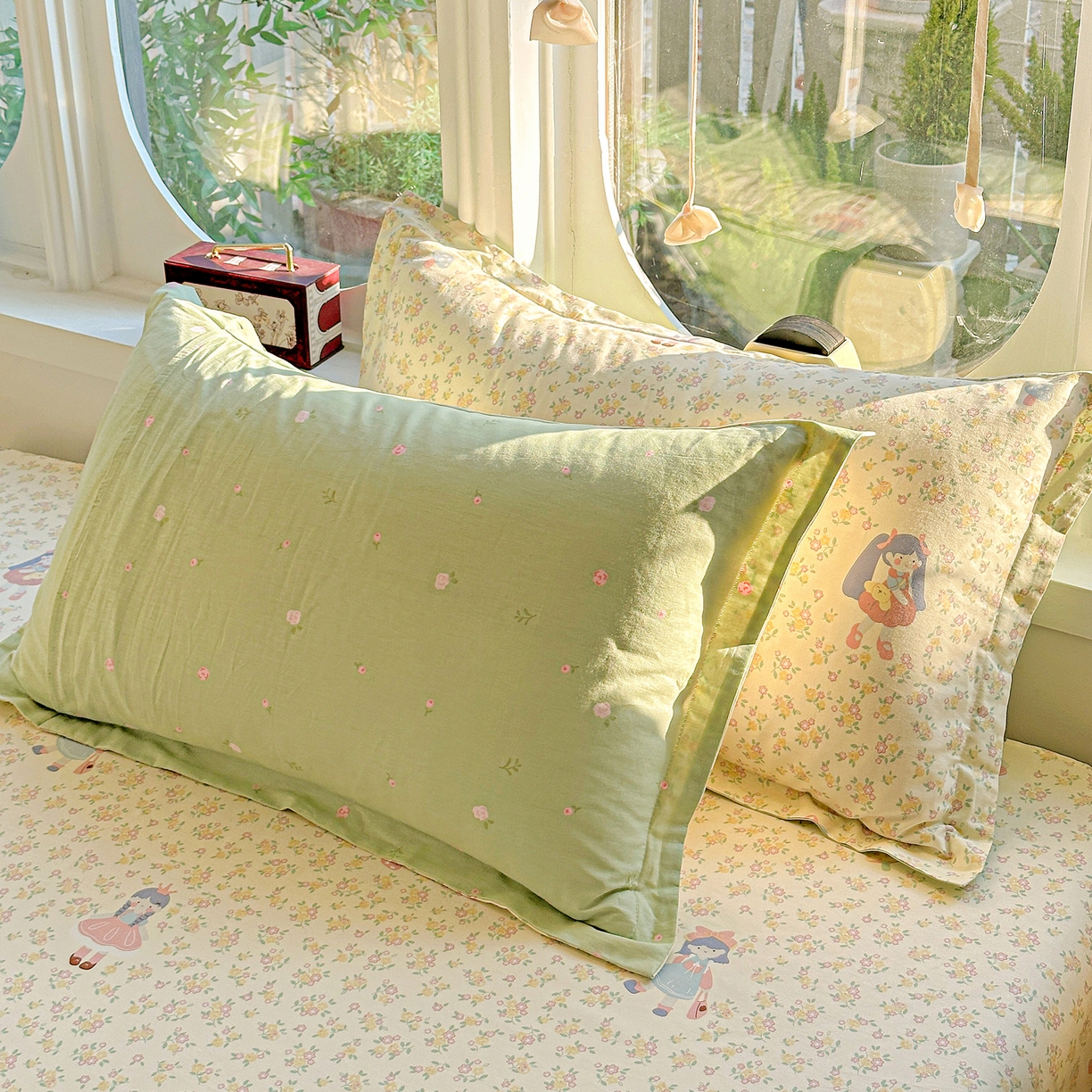 91家纺网 家纺一手货源 找家纺 恩泽家纺 2026春夏新款全棉纯棉12868印花四件套及单品系列-单枕套枕套单件 宅宅女孩