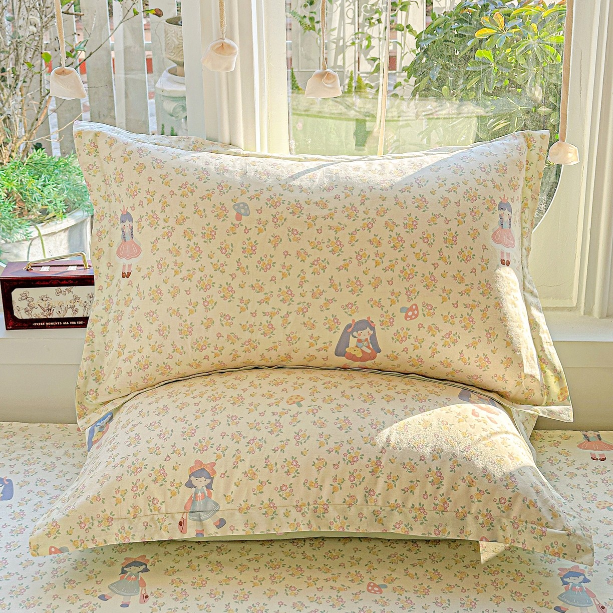 91家纺网 家纺一手货源 找家纺 恩泽家纺 2026春夏新款全棉纯棉12868印花四件套及单品系列-单枕套枕套单件 宅宅女孩