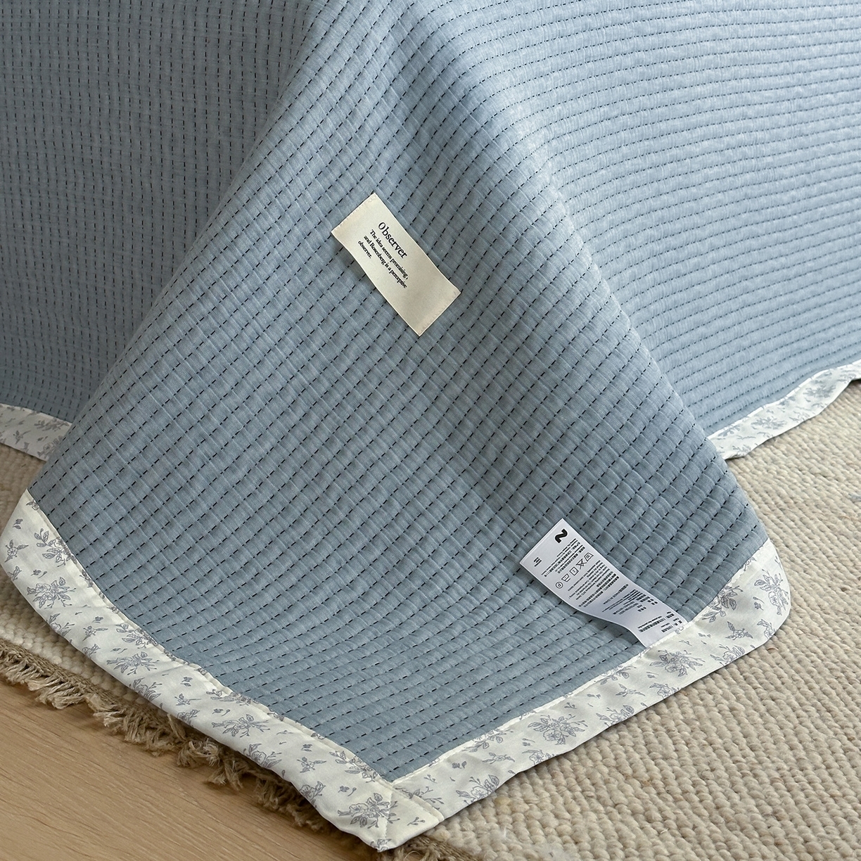 91家纺网 家纺一手货源 找家纺 （总）漫时光 2026新款全棉穿绳提花床盖-慢织