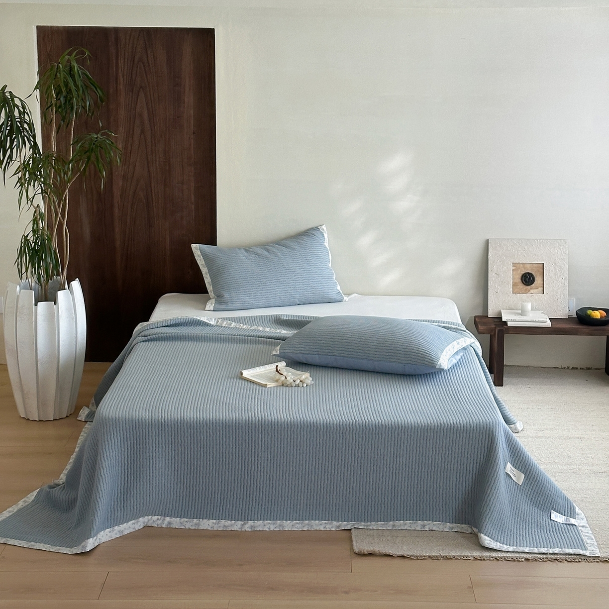 91家纺网 家纺一手货源 找家纺 （总）漫时光 2026新款全棉穿绳提花床盖-慢织