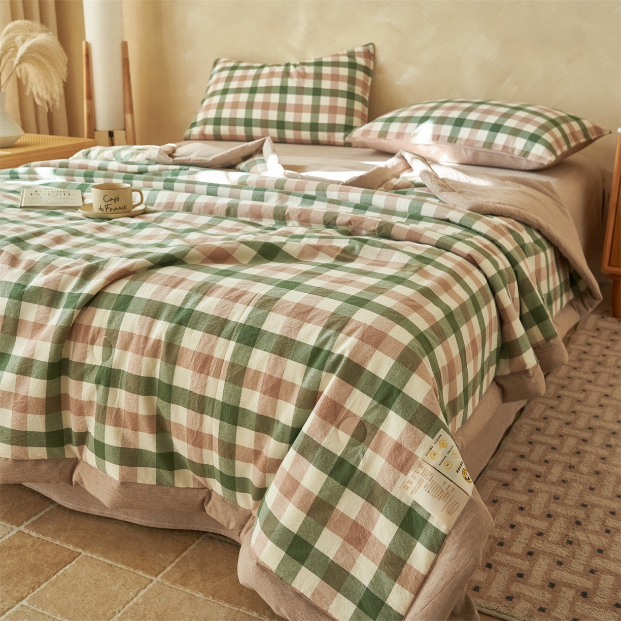 91家纺网 家纺一手货源 找家纺 （总）恒爱家纺 2026新款A类色织全棉水洗夏被四件套