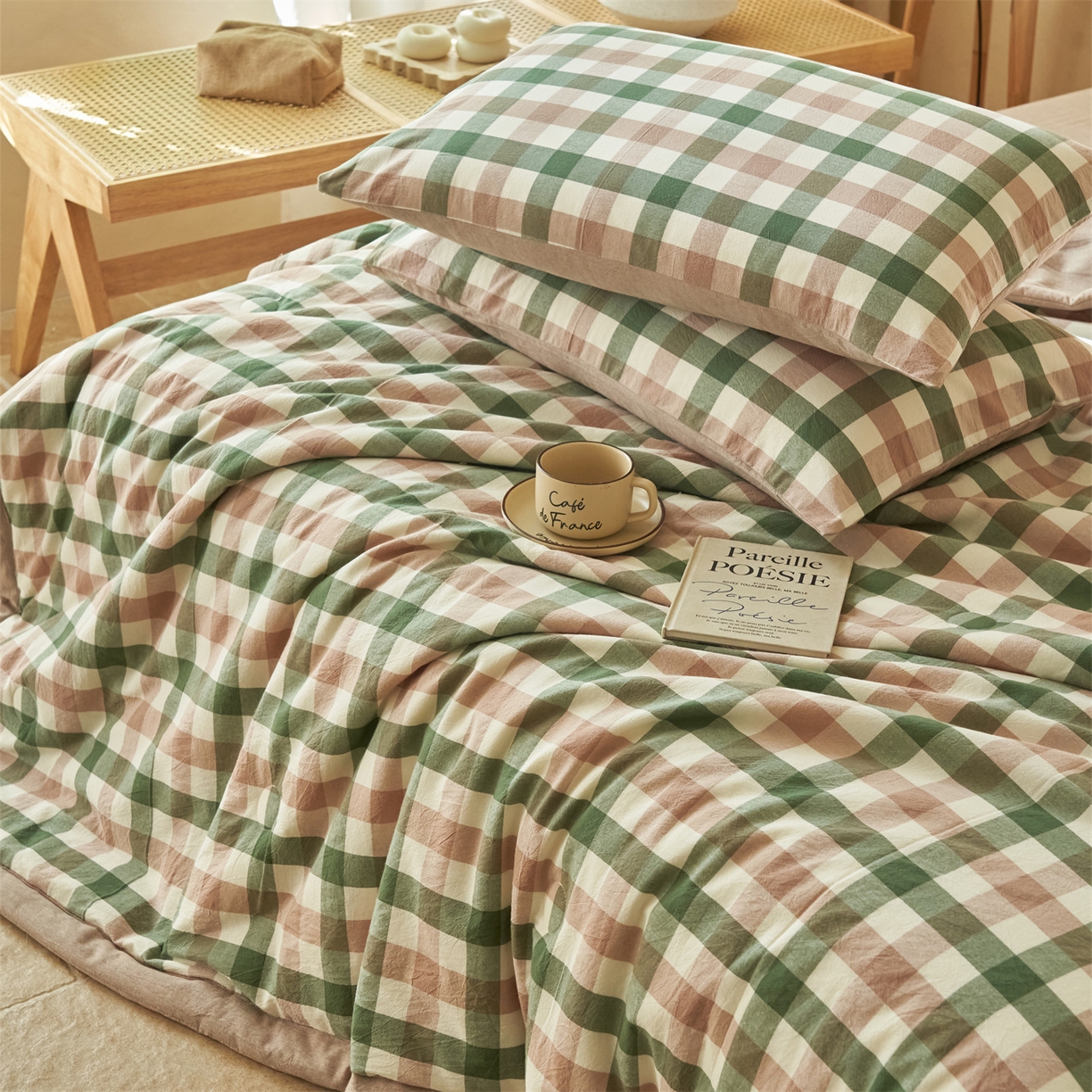 91家纺网 家纺一手货源 找家纺 （总）恒爱家纺 2026新款A类色织全棉水洗夏被四件套