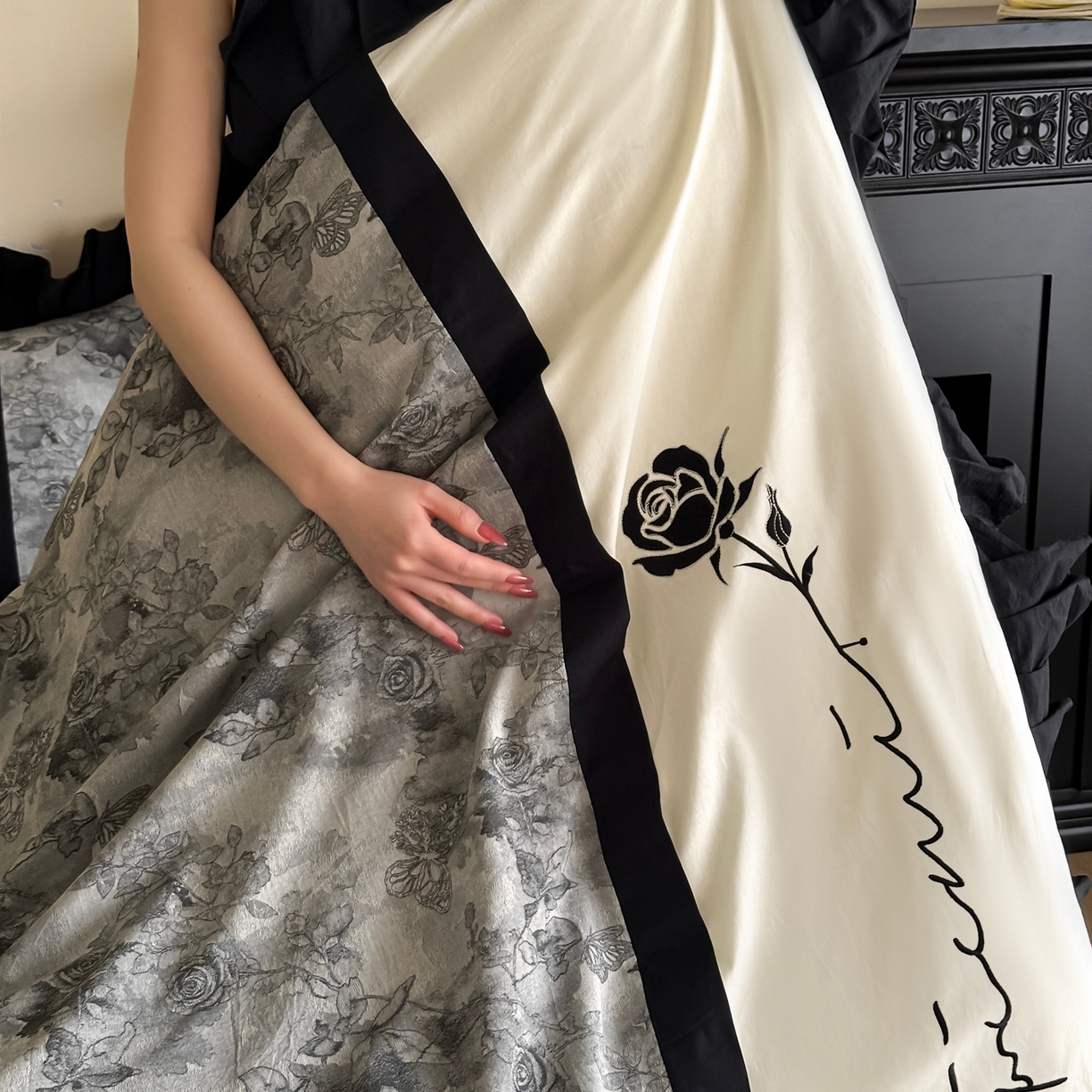 91家纺网 家纺一手货源 找家纺 （总）宇航家纺 2026春夏新款法式全棉纯棉拼接60s色织提花绣花四件套