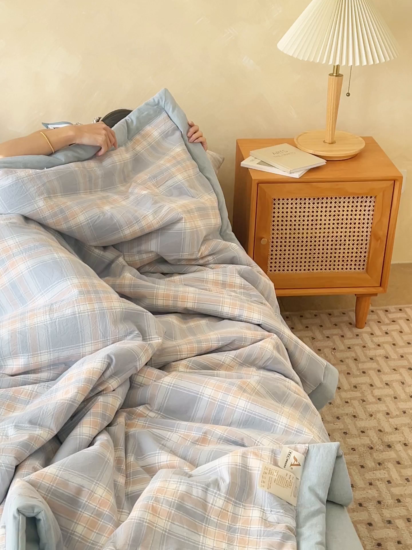 91家纺网 家纺一手货源 找家纺 恒爱家纺 2026新款A类色织全棉水洗夏被四件套 NLS娇气-蓝