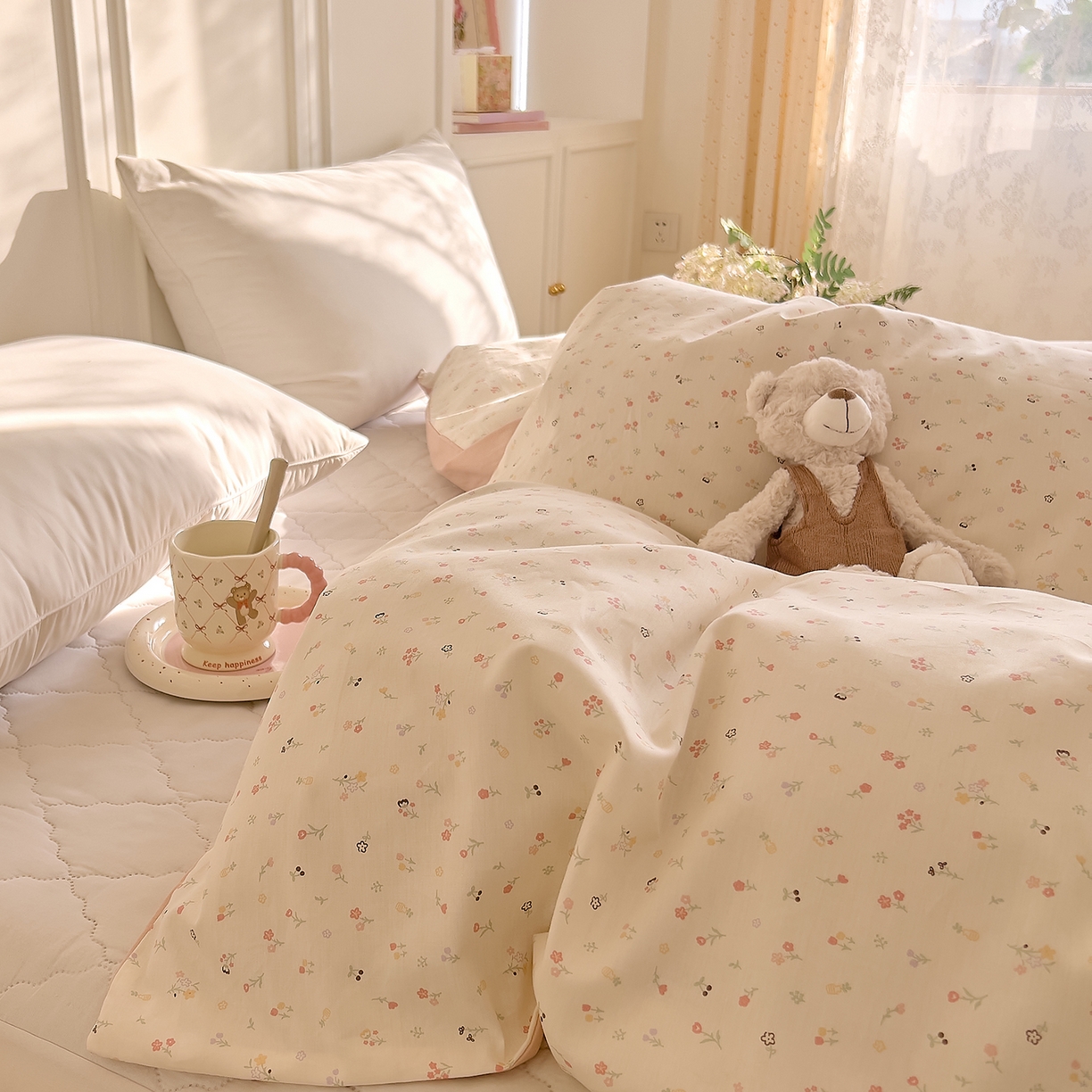 91家纺网 家纺一手货源 找家纺 DoDo 兜兜 2026新款全棉纯棉小碎花单被套被套单件单品被套（可定做尺寸） 春之约-粉