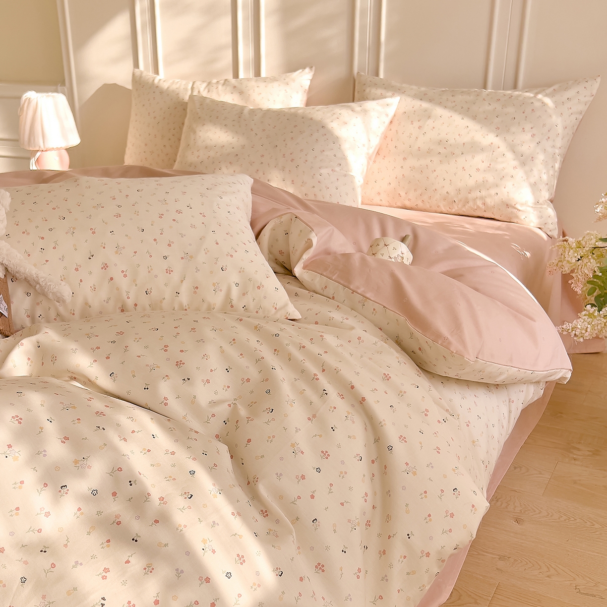 91家纺网 家纺一手货源 找家纺 DoDo 兜兜 2026新款全棉纯棉小碎花单被套被套单件单品被套（可定做尺寸） 春之约-粉