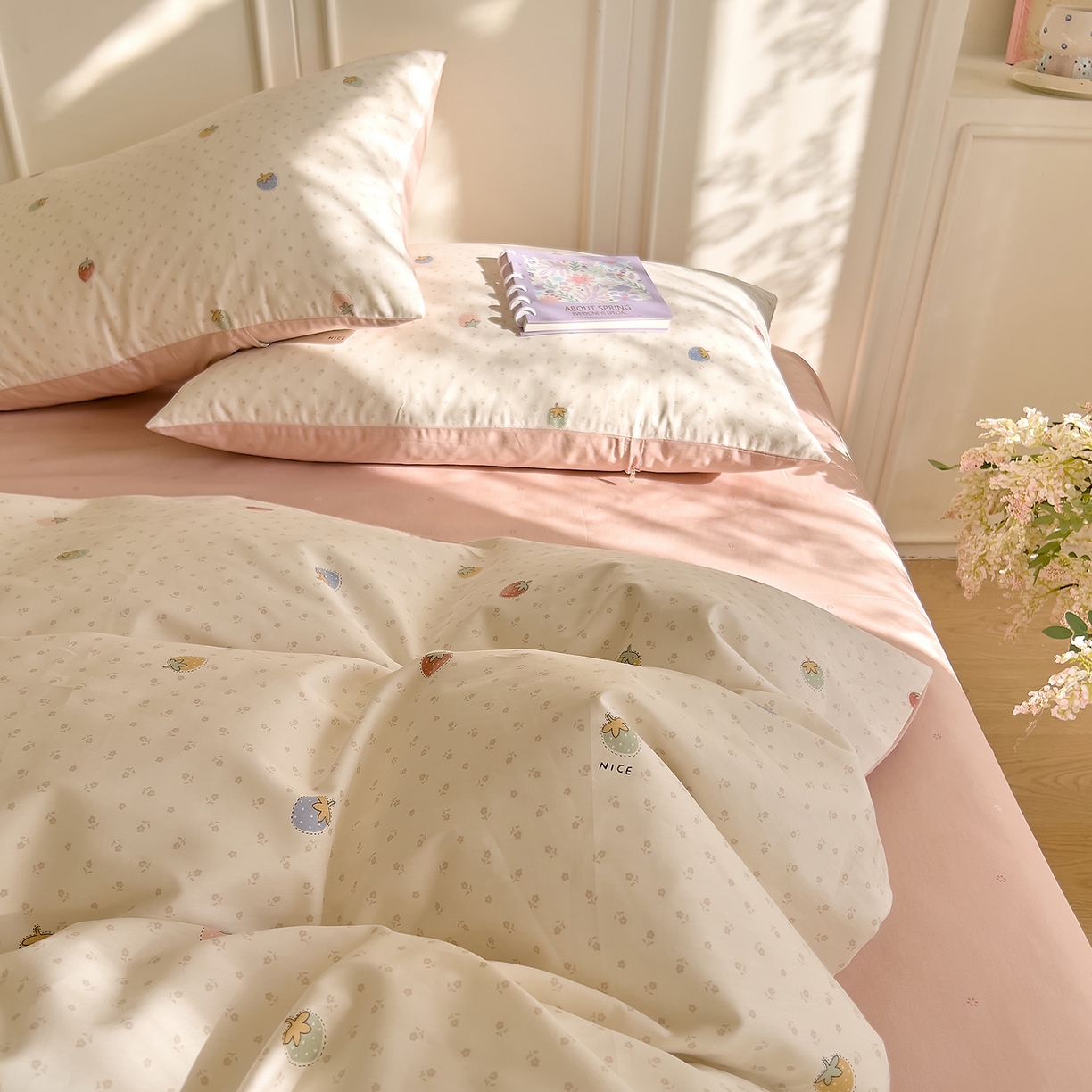 91家纺网 家纺一手货源 找家纺 DoDo 兜兜 2026新款全棉纯棉小碎花单被套被套单件单品被套（可定做尺寸） 草莓谷