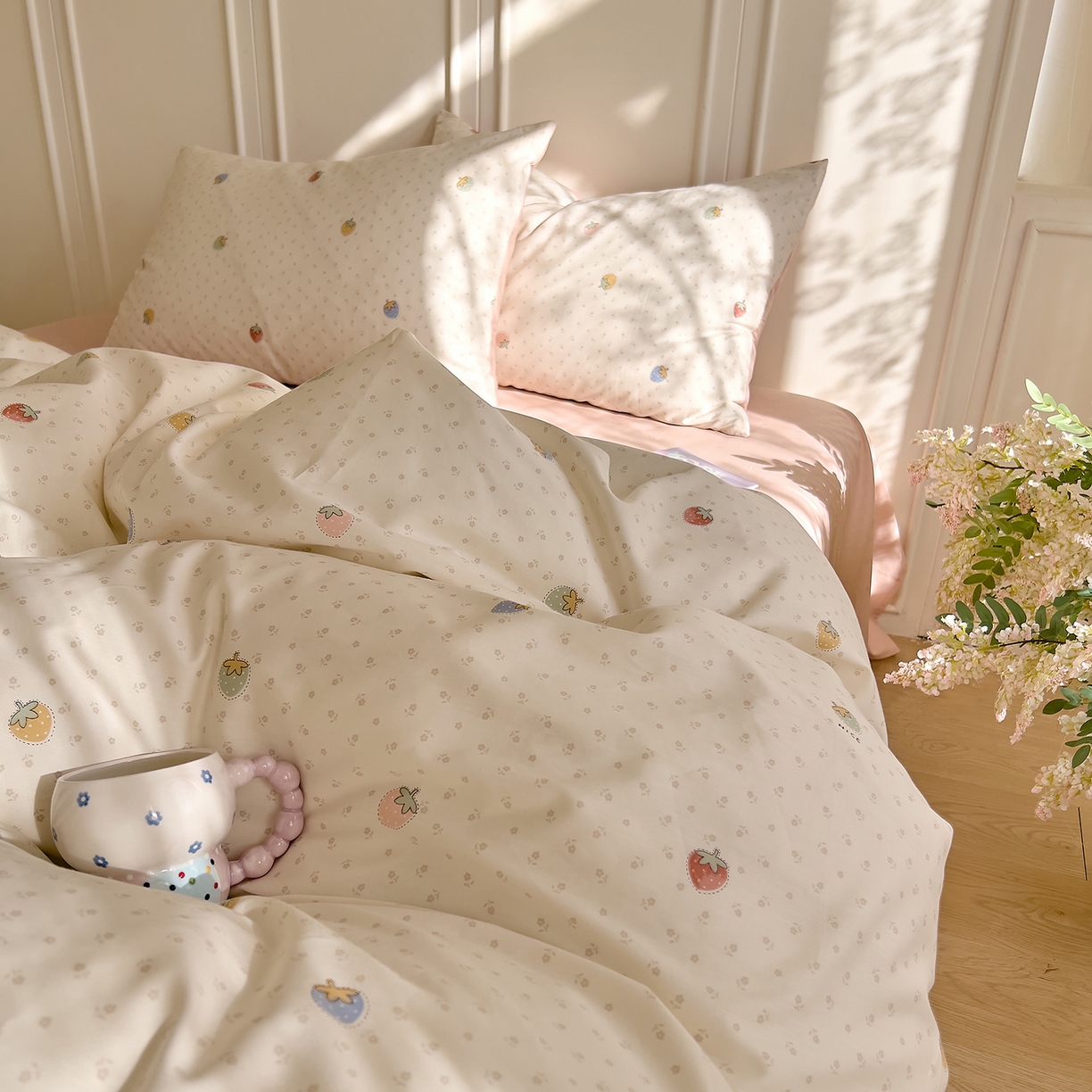 91家纺网 家纺一手货源 找家纺 DoDo 兜兜 2026新款全棉纯棉小碎花单被套被套单件单品被套（可定做尺寸） 草莓谷