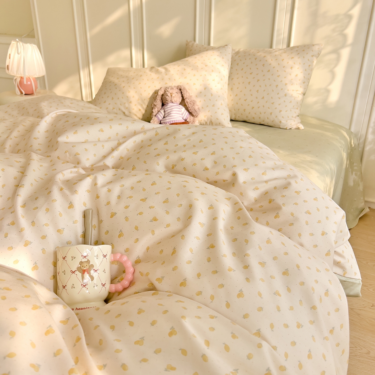 91家纺网 家纺一手货源 找家纺 DoDo 兜兜 2026新款全棉纯棉小碎花单被套被套单件单品被套（可定做尺寸） 柠檬蜜茶