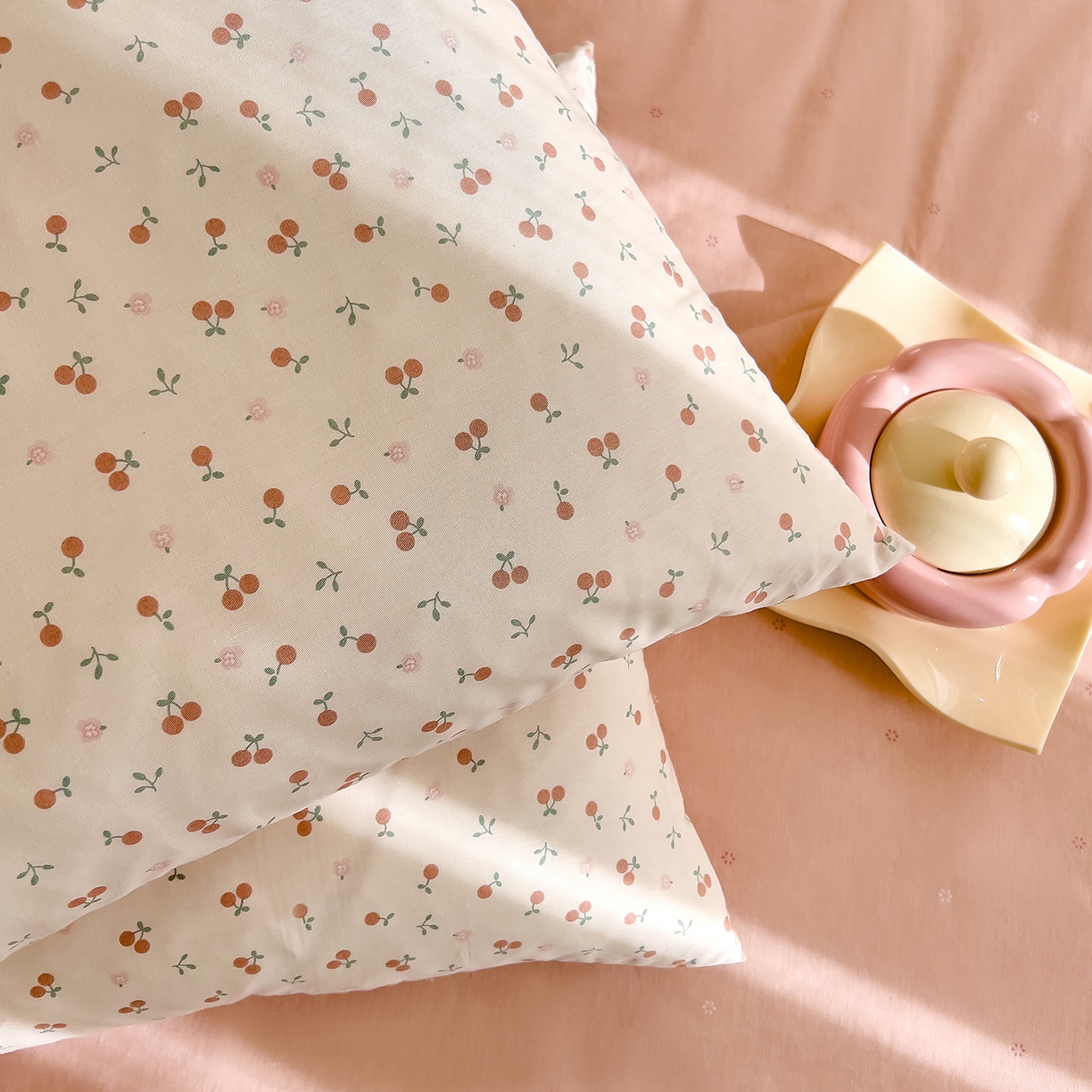 91家纺网 家纺一手货源 找家纺 DoDo 兜兜 2026新款全棉纯棉小碎花单被套被套单件单品被套（可定做尺寸） 奶冻樱桃-粉