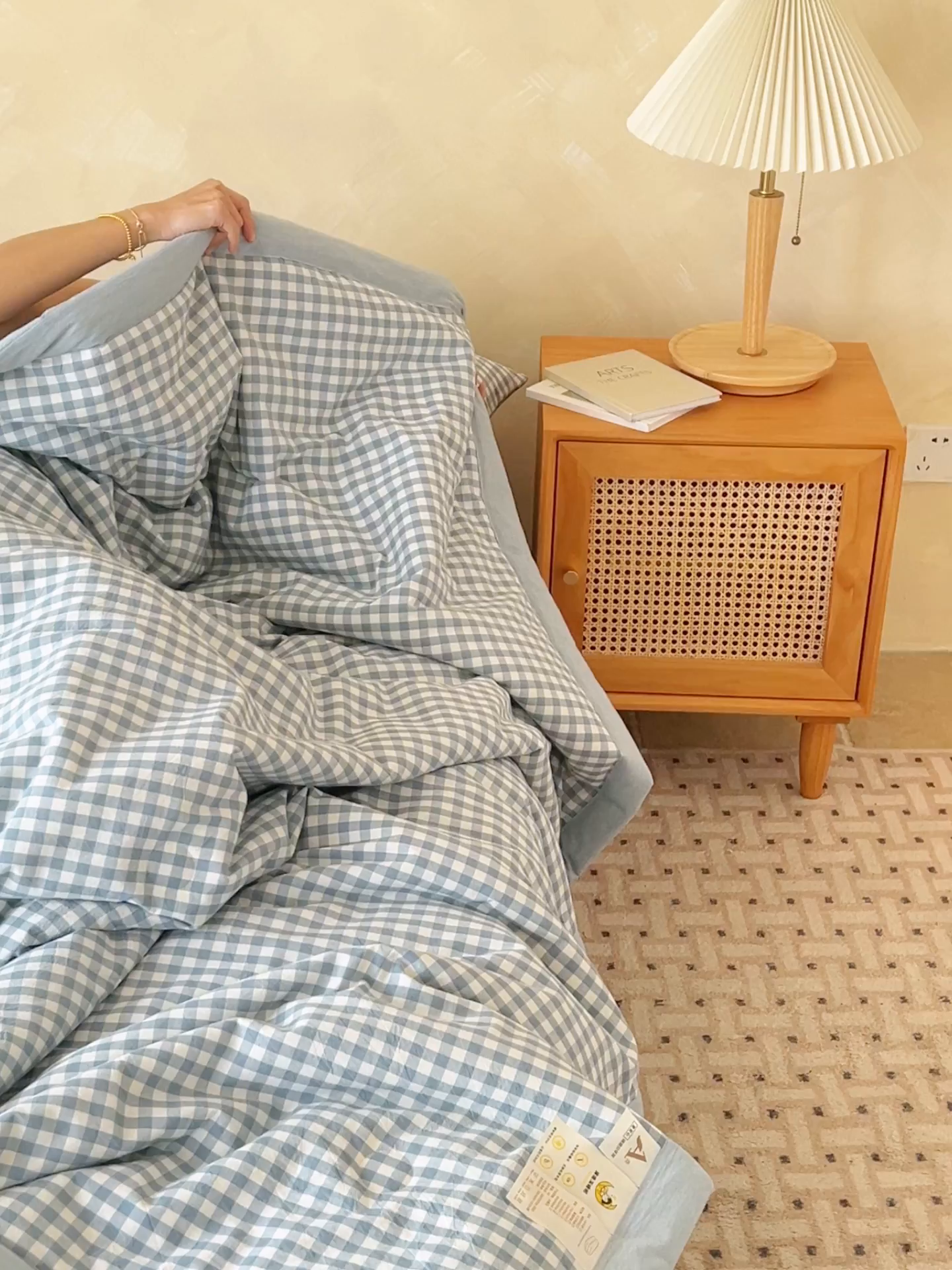 91家纺网 家纺一手货源 找家纺 恒爱家纺 2026新款A类色织全棉水洗夏被四件套 NLS蓝小格