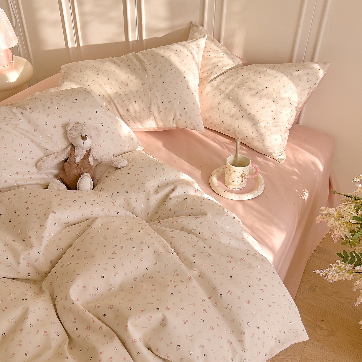 91家纺网 家纺一手货源 找家纺 DoDo 兜兜 2026新款全棉纯棉小碎花单被套被套单件单品被套（可定做尺寸） 春之约-粉