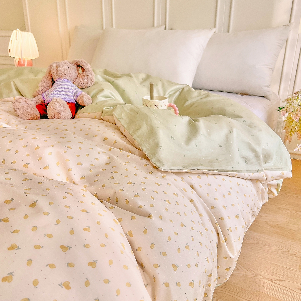 91家纺网 家纺一手货源 找家纺 DoDo 兜兜 2026新款全棉纯棉小碎花单被套被套单件单品被套（可定做尺寸） 柠檬蜜茶