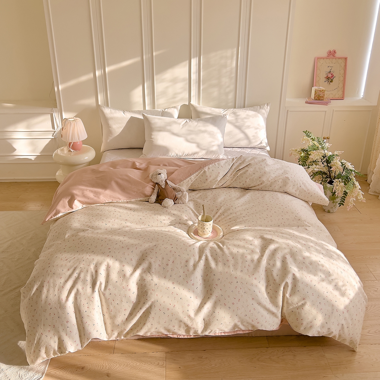 91家纺网 家纺一手货源 找家纺 DoDo 兜兜 2026新款全棉纯棉小碎花单被套被套单件单品被套（可定做尺寸） 春之约-粉