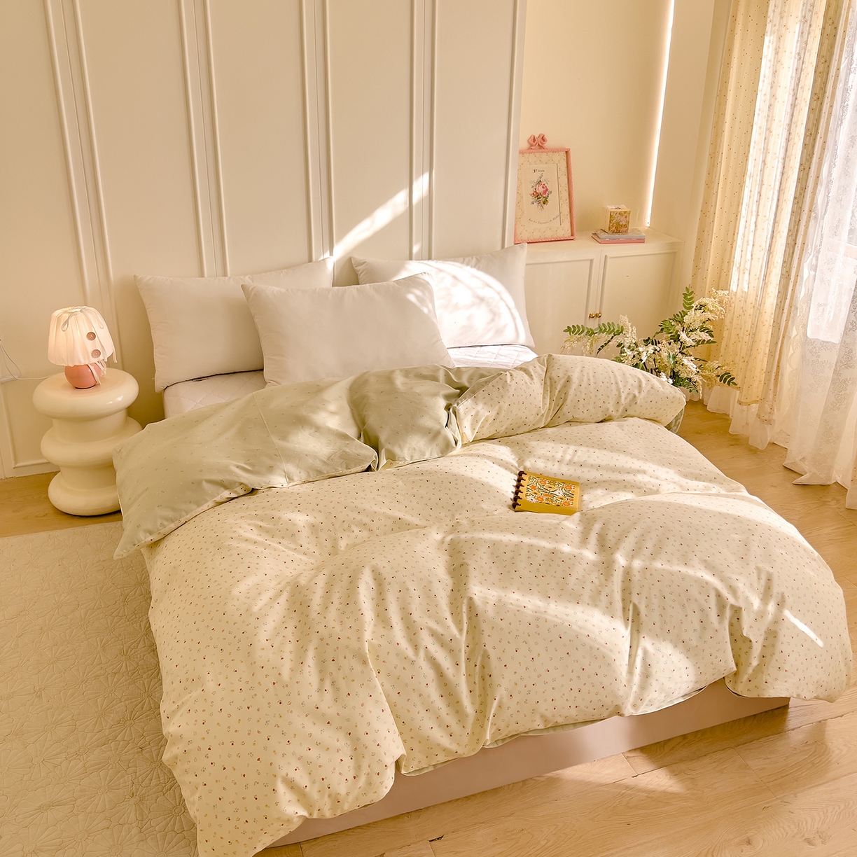 91家纺网 家纺一手货源 找家纺 DoDo 兜兜 2026新款全棉纯棉小碎花单被套被套单件单品被套（可定做尺寸） 春之约-绿