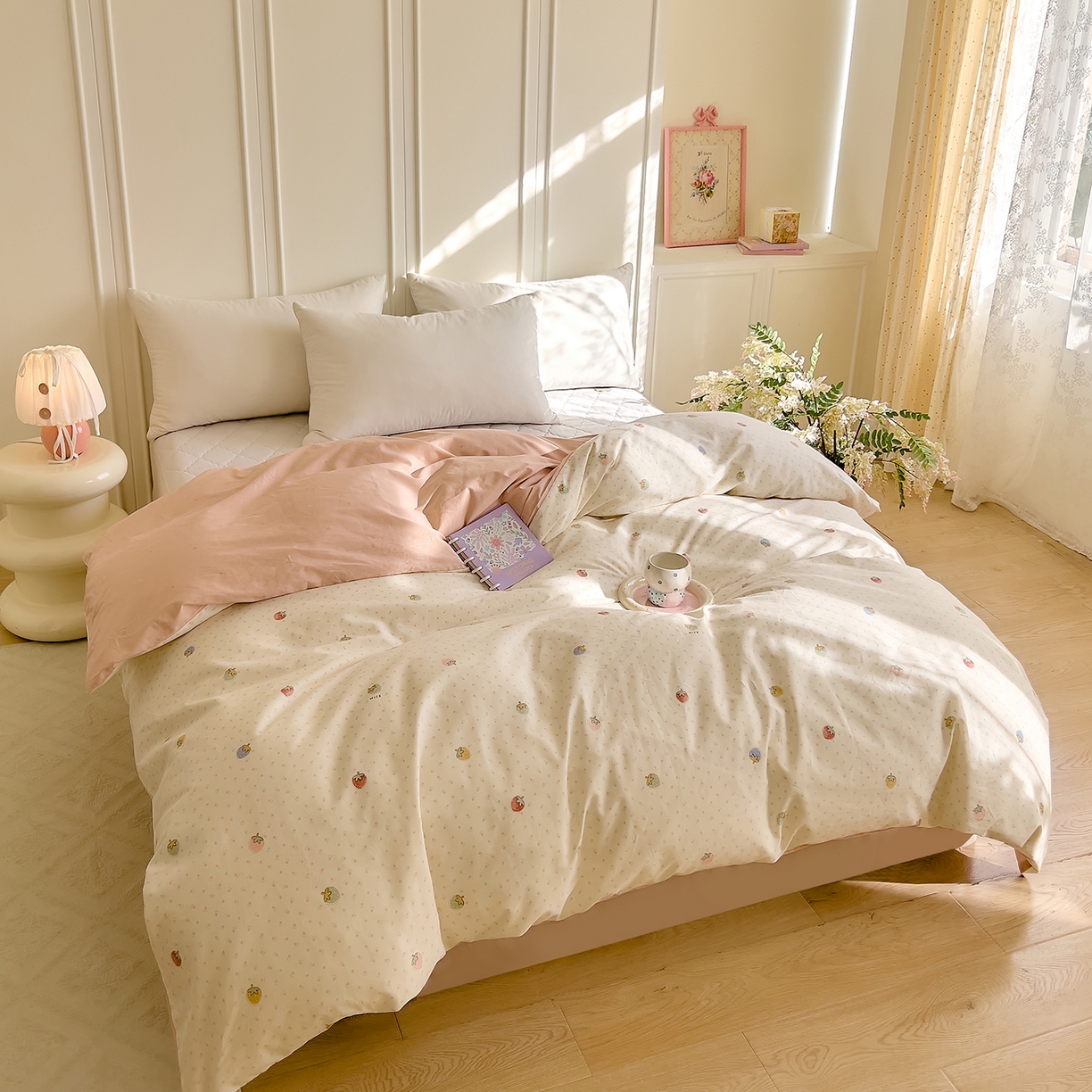 91家纺网 家纺一手货源 找家纺 DoDo 兜兜 2026新款全棉纯棉小碎花单被套被套单件单品被套（可定做尺寸） 草莓谷