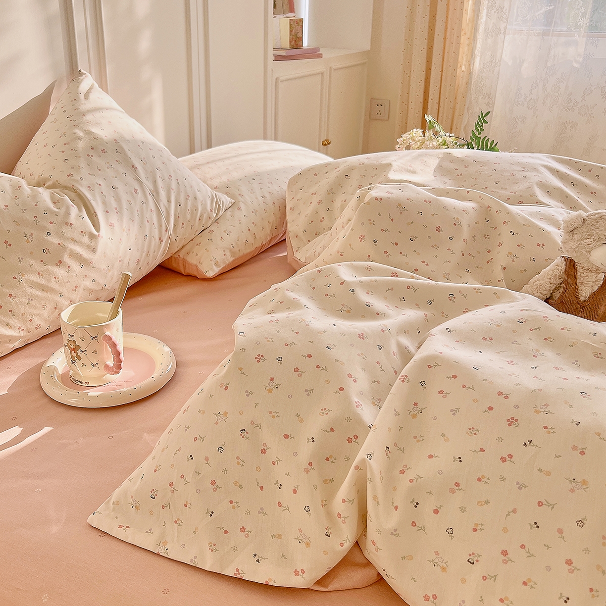 91家纺网 家纺一手货源 找家纺 DoDo 兜兜 2026新款全棉纯棉小碎花单被套被套单件单品被套（可定做尺寸） 春之约-粉