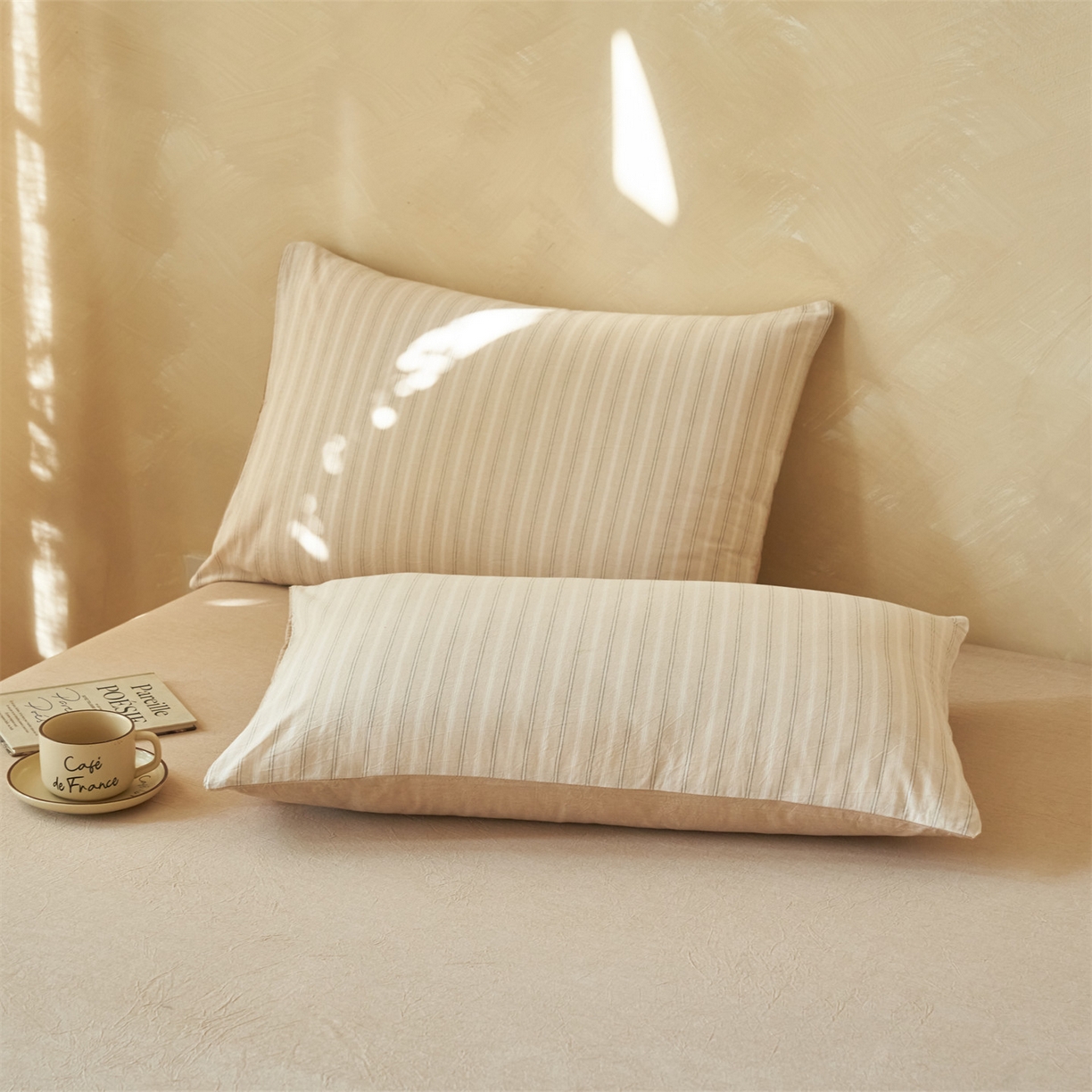 91家纺网 家纺一手货源 找家纺 恒爱家纺 2026新款A类色织全棉水洗夏被四件套 NLS乐事-米