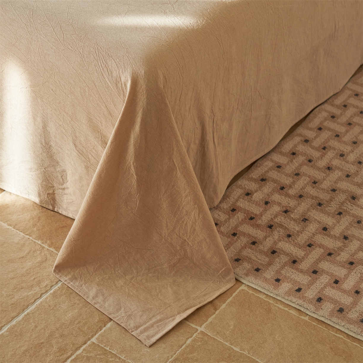 91家纺网 家纺一手货源 找家纺 恒爱家纺 2026新款A类色织全棉水洗夏被四件套 NLS乐事-米