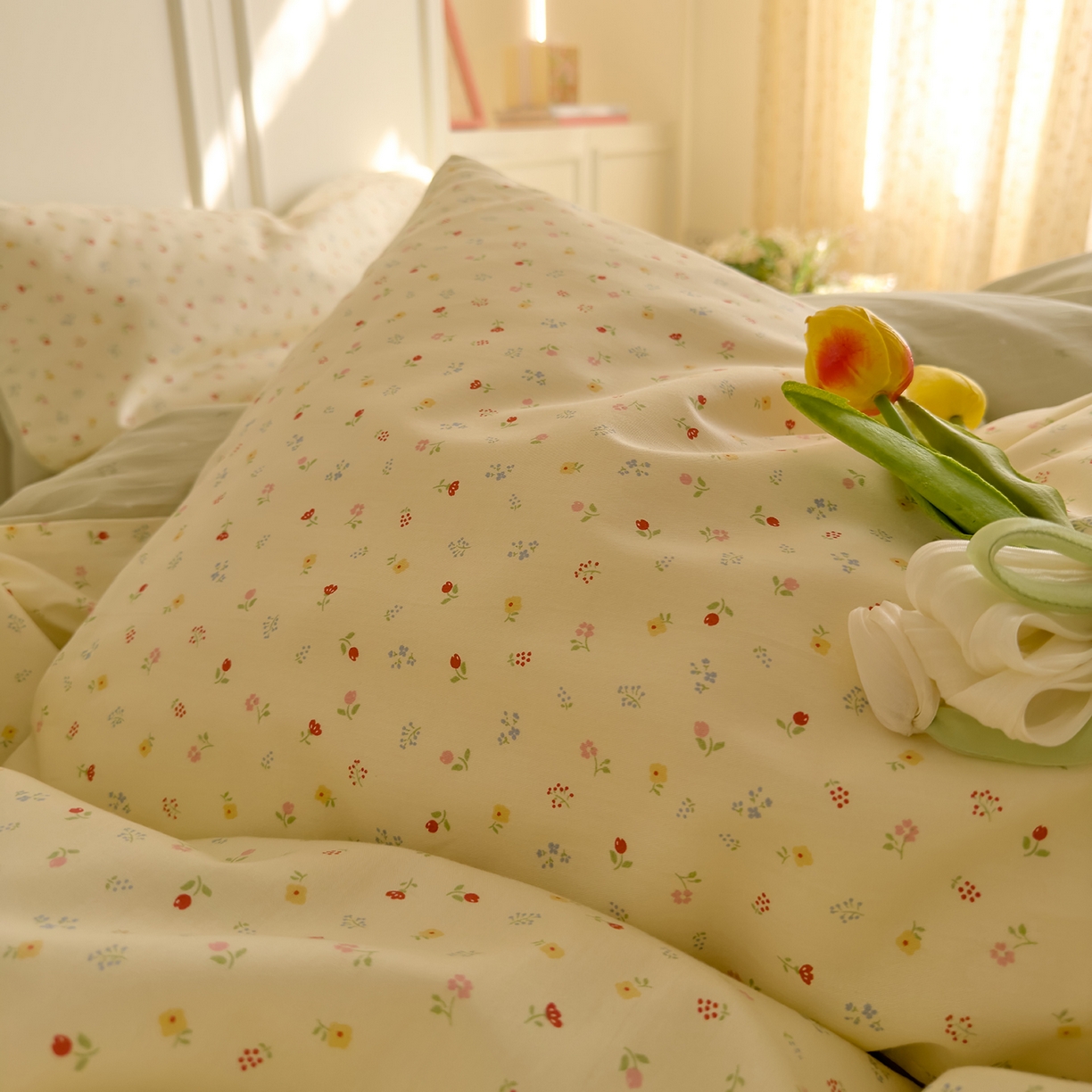 91家纺网 家纺一手货源 找家纺 DoDo 兜兜 2026新款全棉纯棉小碎花单被套被套单件单品被套（可定做尺寸） 春之约-绿