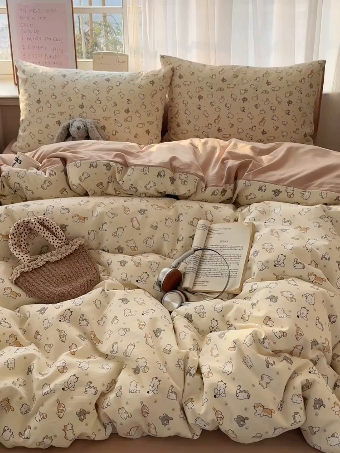 91家纺网 家纺一手货源 找家纺 初夏家纺 2026 古法仿棉水洗四件套A类被罩床单三件套床上用品卡通可爱【提供买家秀】 喵居日记