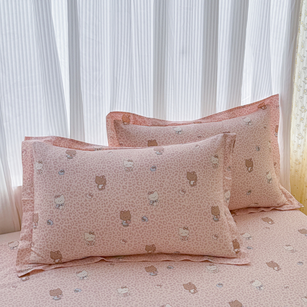 安逸家纺 2026新款全棉纯棉印花12868系列-枕套单件单枕套 豹纹KT粉