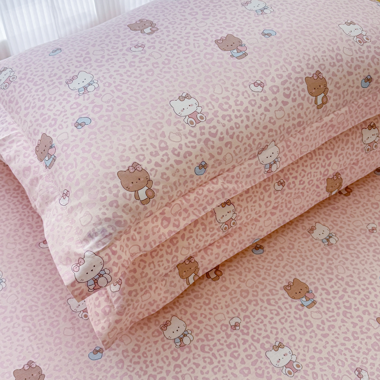 91家纺网 家纺一手货源 找家纺 安逸家纺 2026新款全棉纯棉印花12868系列-枕套单件单枕套 豹纹KT粉