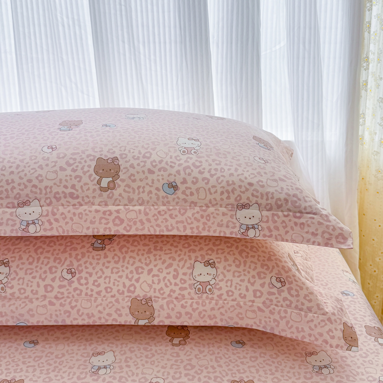 91家纺网 家纺一手货源 找家纺 安逸家纺 2026新款全棉纯棉印花12868系列-枕套单件单枕套 豹纹KT粉