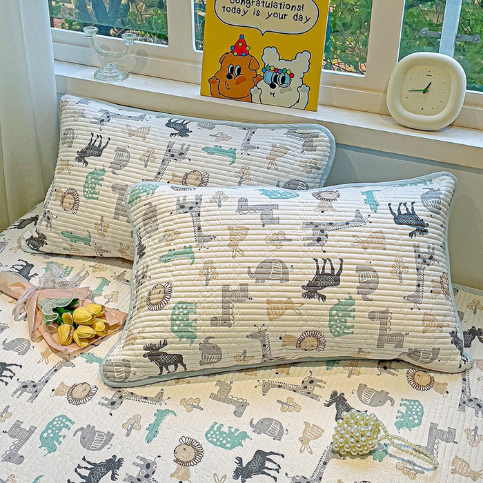 91家纺网 家纺一手货源 找家纺 漫时光 2026新款全棉新疆棉花夹层枕套单品 动物世界