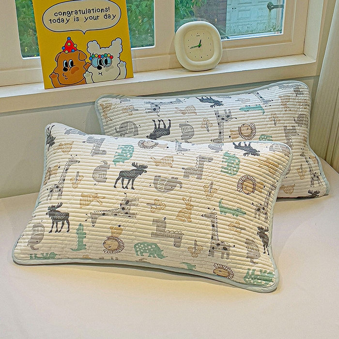 91家纺网 家纺一手货源 找家纺 漫时光 2026新款全棉新疆棉花夹层枕套单品 动物世界