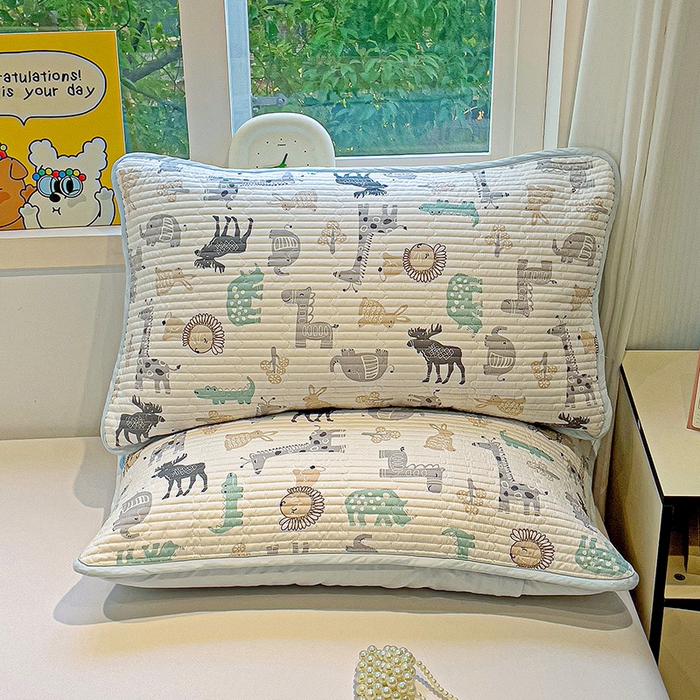 91家纺网 家纺一手货源 找家纺 漫时光 2026新款全棉新疆棉花夹层枕套单品 动物世界