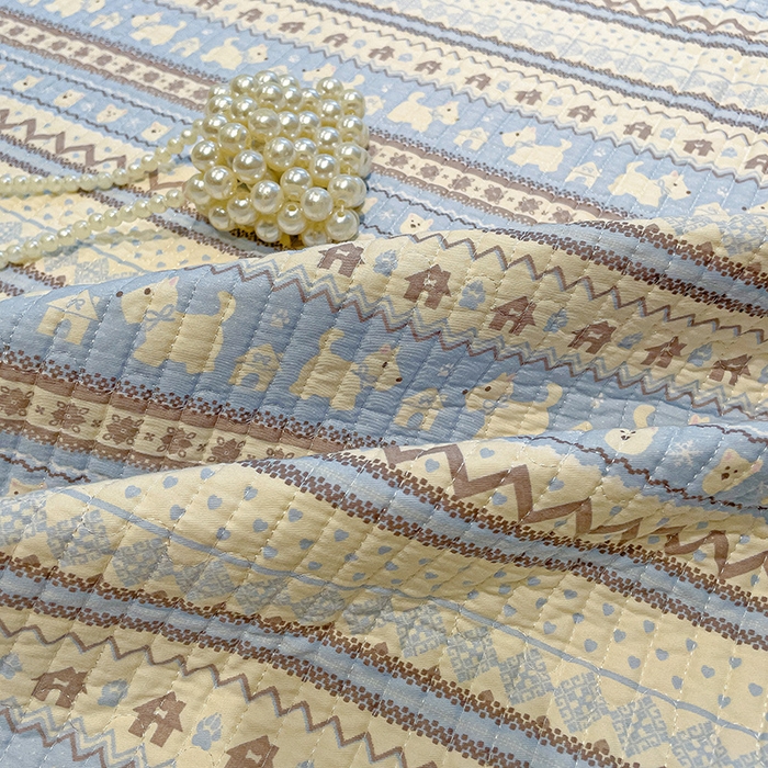 91家纺网 家纺一手货源 找家纺 漫时光 2026新款全棉新疆棉花夹层枕套单品 费尔岛蓝