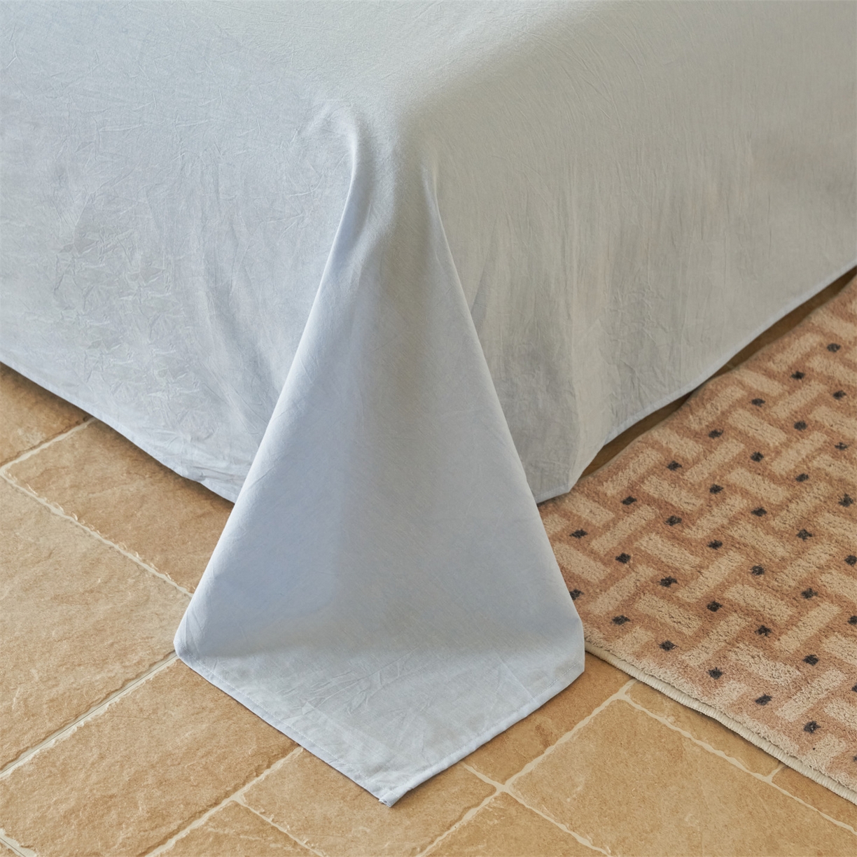 91家纺网 家纺一手货源 找家纺 恒爱家纺 2026新款A类色织全棉水洗夏被四件套 NS春野-粉蓝