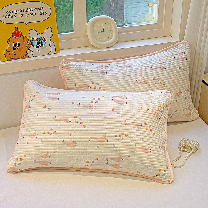 91家纺网 家纺一手货源 找家纺 漫时光 2026新款全棉新疆棉花夹层枕套单品 可爱鸭