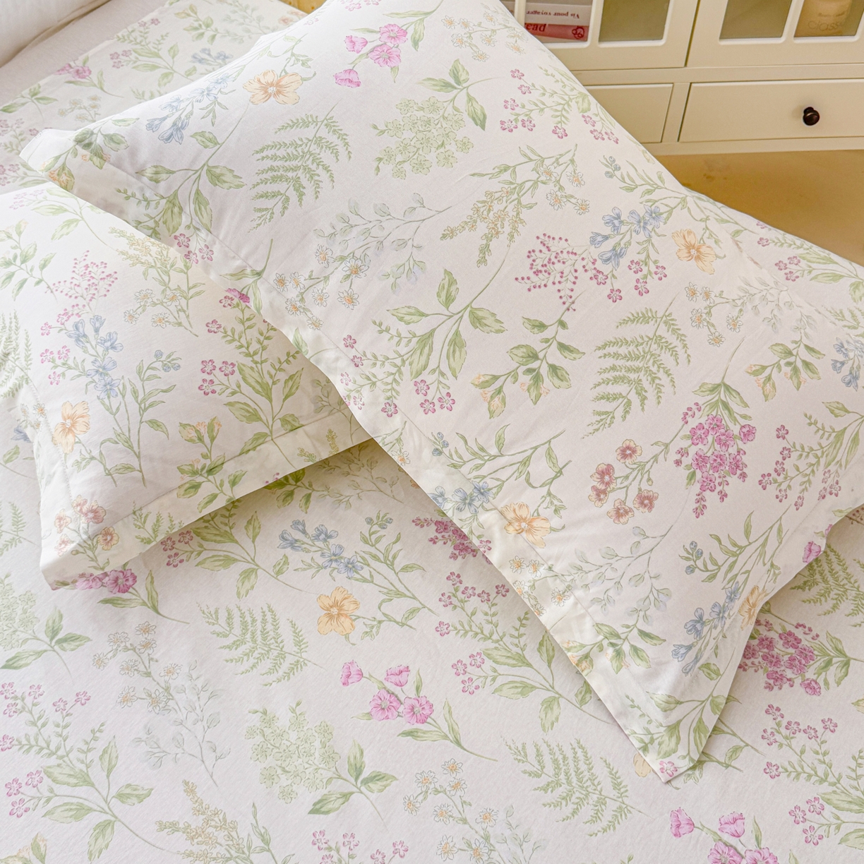 91家纺网 家纺一手货源 找家纺 安逸家纺 2026新款全棉纯棉印花12868系列-枕套单件单枕套 花田妙语