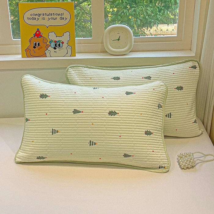 漫时光 2026新款全棉新疆棉花夹层枕套单品 圣诞树