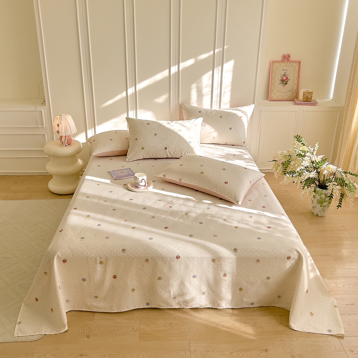 91家纺网 家纺一手货源 找家纺 DoDo 兜兜 2026新款全棉纯棉小碎花单床单床单单件单品床单（可定做尺寸） 草莓谷