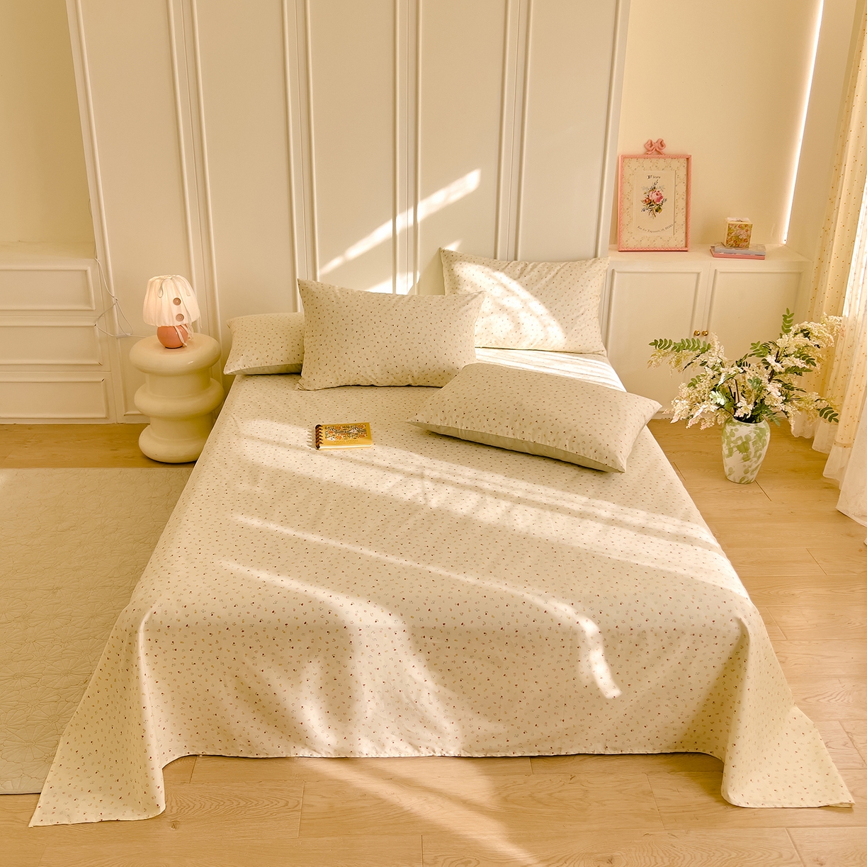 91家纺网 家纺一手货源 找家纺 DoDo 兜兜 2026新款全棉纯棉小碎花单床单床单单件单品床单（可定做尺寸） 春之约-绿