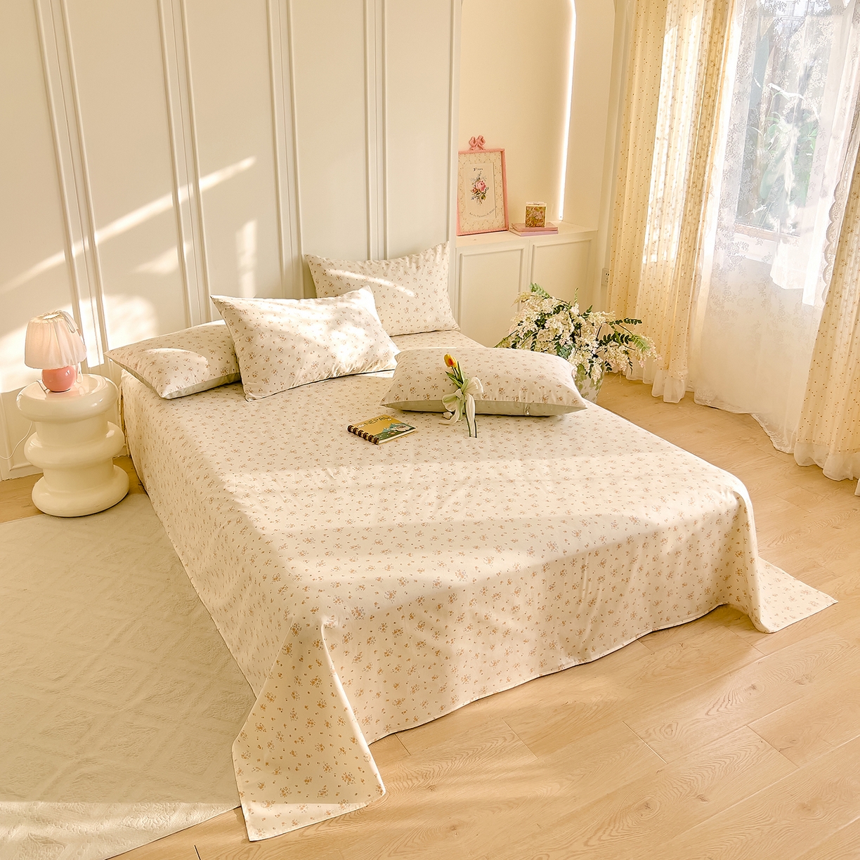 91家纺网 家纺一手货源 找家纺 DoDo 兜兜 2026新款全棉纯棉小碎花单床单床单单件单品床单（可定做尺寸） 樱草恋歌