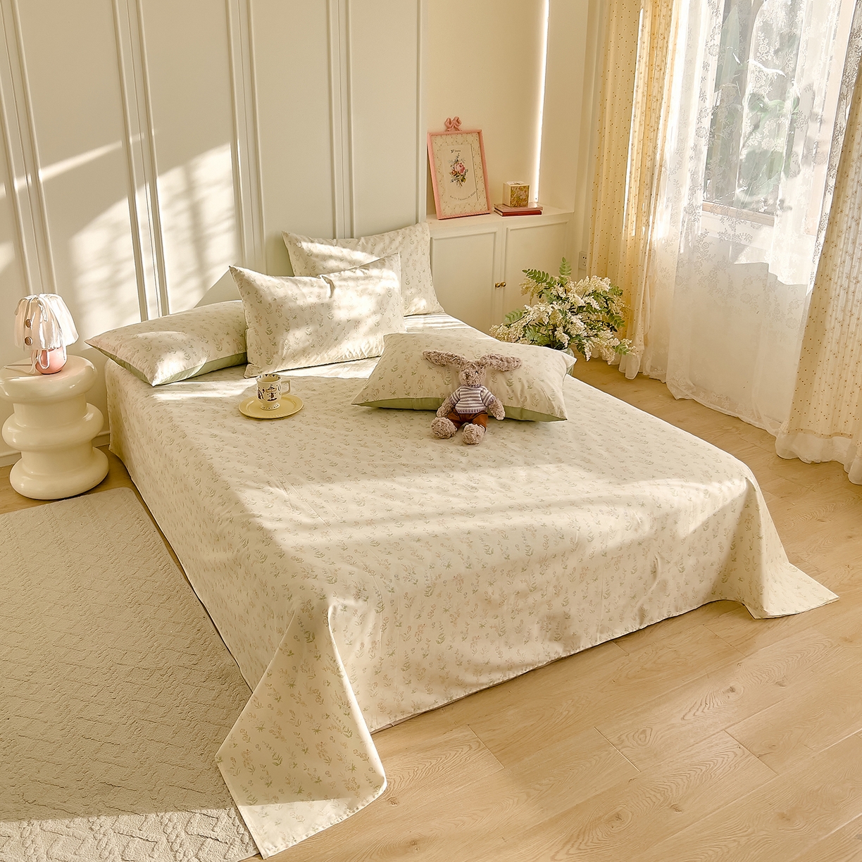 91家纺网 家纺一手货源 找家纺 DoDo 兜兜 2026新款全棉纯棉小碎花单床单床单单件单品床单（可定做尺寸） 见春山