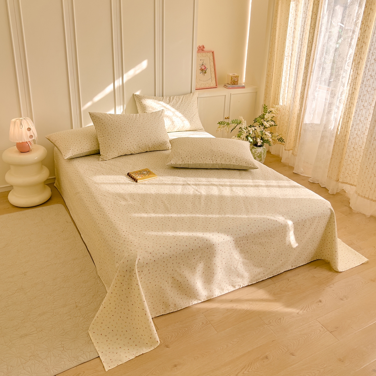 91家纺网 家纺一手货源 找家纺 DoDo 兜兜 2026新款全棉纯棉小碎花单床单床单单件单品床单（可定做尺寸） 春之约-绿