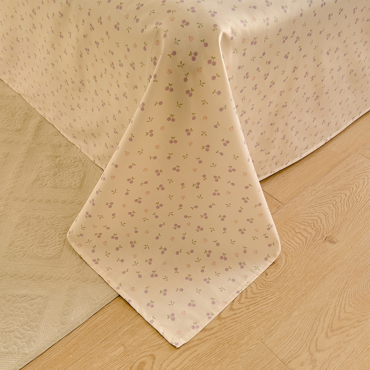 91家纺网 家纺一手货源 找家纺 DoDo 兜兜 2026新款全棉纯棉小碎花单床单床单单件单品床单（可定做尺寸） 奶冻樱桃-紫