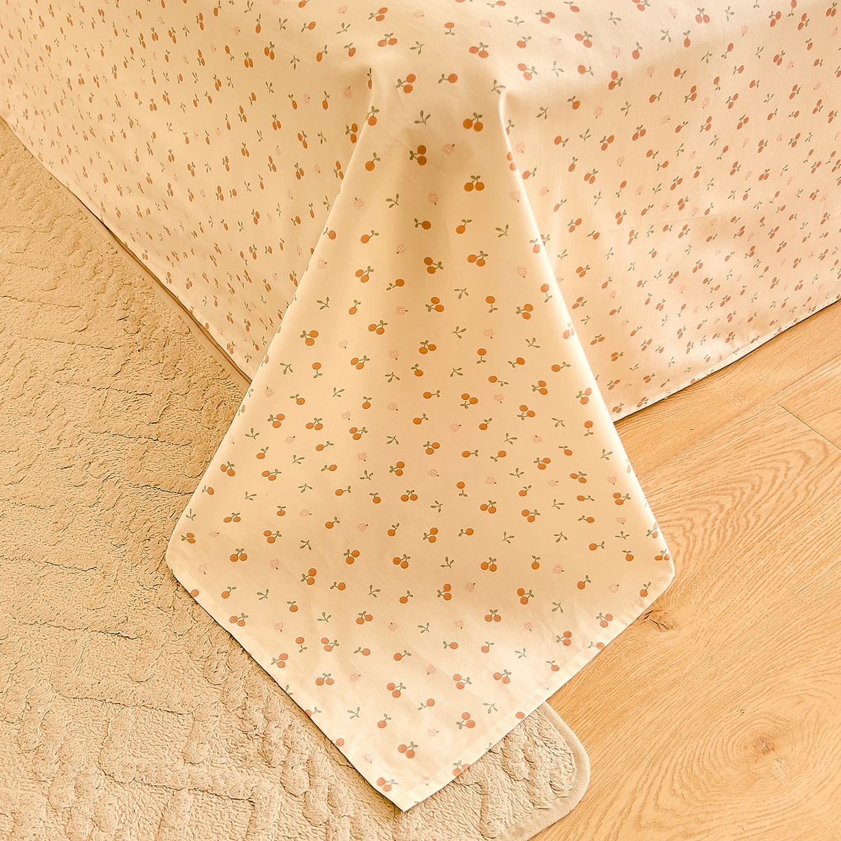 91家纺网 家纺一手货源 找家纺 DoDo 兜兜 2026新款全棉纯棉小碎花单床单床单单件单品床单（可定做尺寸） 奶冻樱桃-粉