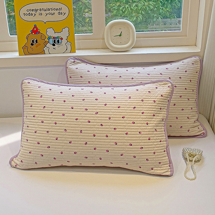 漫时光 2026新款全棉新疆棉花夹层枕套单品 小草莓